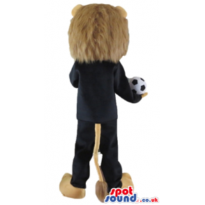 Brown and beige lion holding a football ball - Custom Mascots