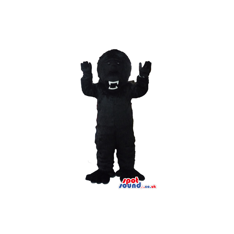 Fierceful black gorilla with sharp teeth - Custom Mascots