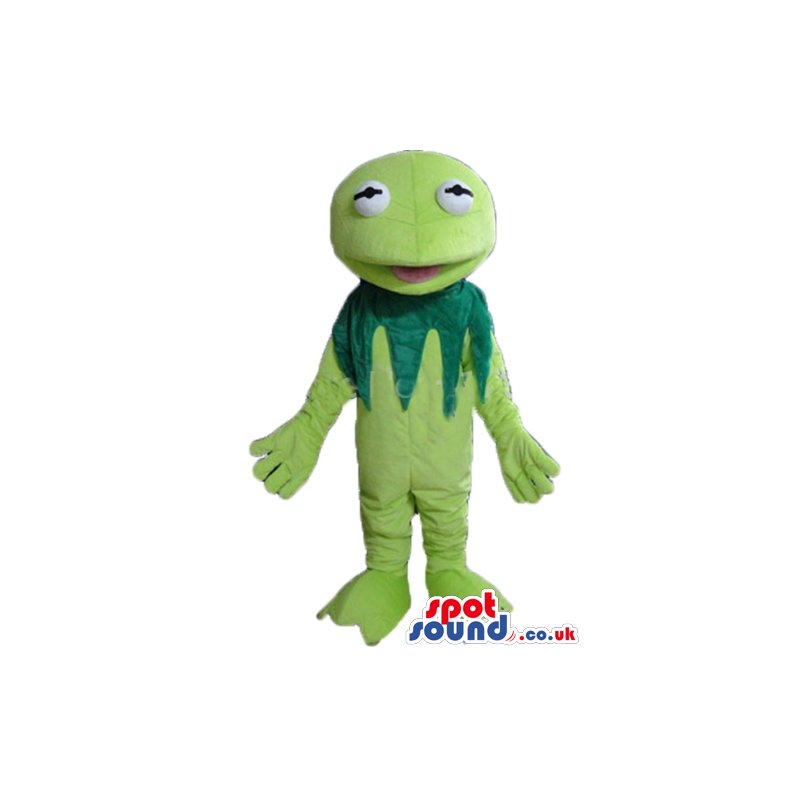 Green frog with a dark green collar - Custom Mascots