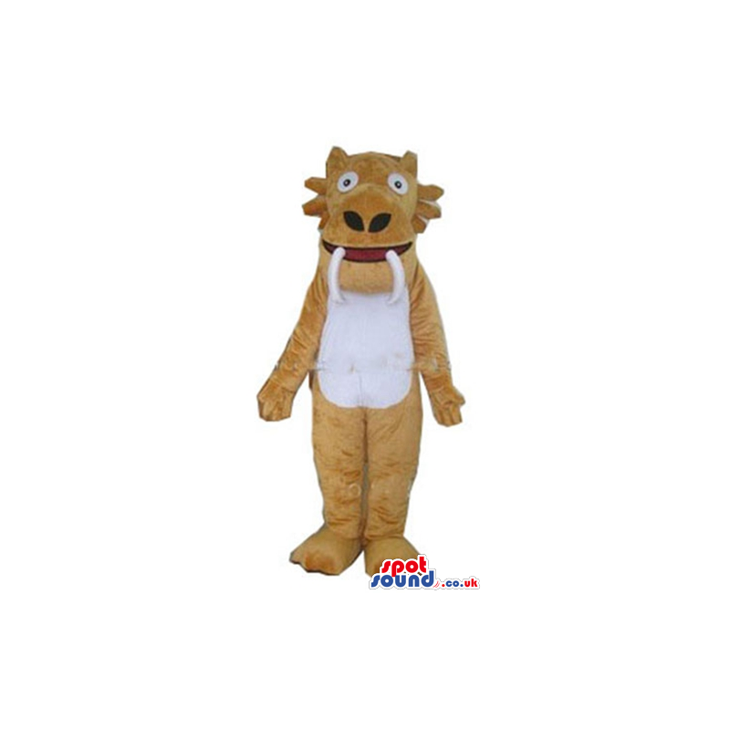 Beige saber-toothed cat - your mascot in a box! - Custom Mascots