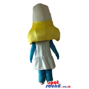 Blonde smurfette wearing a white dress and shoes - Custom