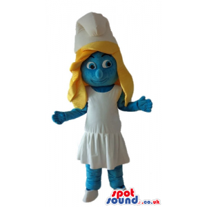 Blonde smurfette wearing a white dress and shoes - Custom