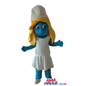 Blonde smurfette wearing a white dress and shoes - Custom