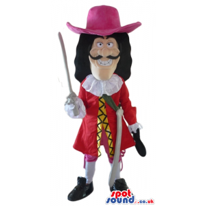 Captain hook wearing a red suit and a red pirate hat - Custom