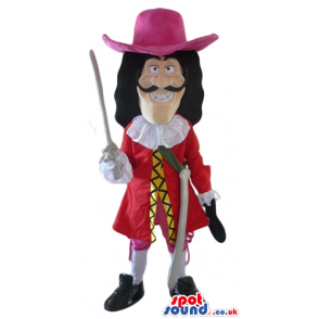 Captain hook wearing a red suit and a red pirate hat - Custom