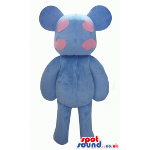 Light-blue bear with pink hearts as eyes - Custom Mascots