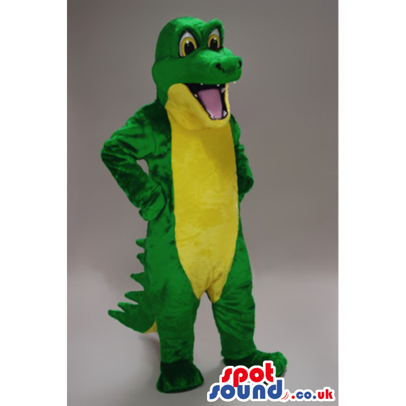 Plain And Customizable Green And Yellow Crocodile Animal Mascot