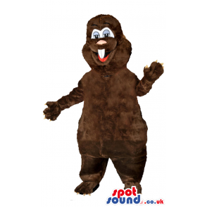 Customizable Brown Beaver Animal Mascot With Red Vest - Custom