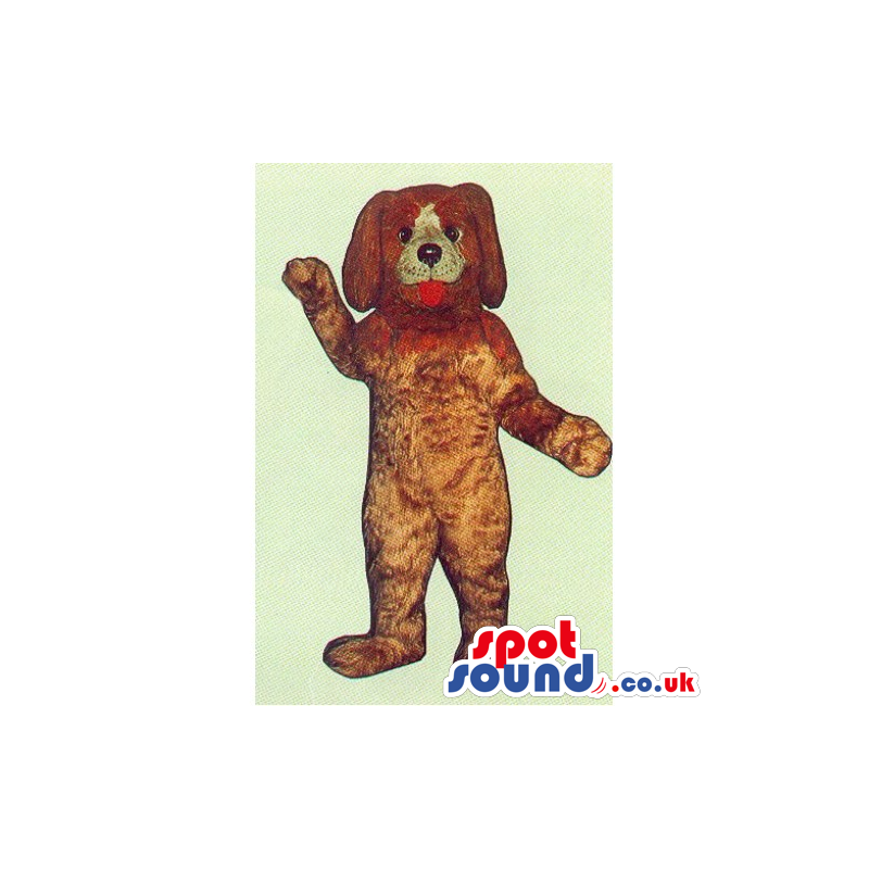 Plain Customizable Brown Dog Mascot With Tongue And White Face