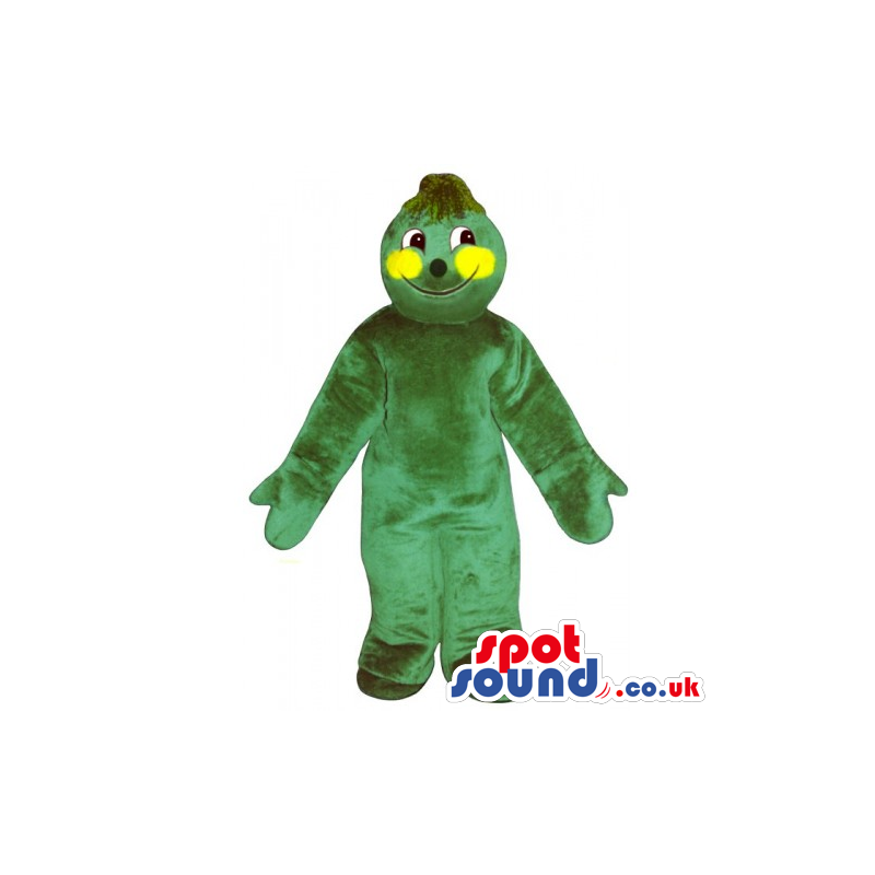 Customizable Green Courgette Vegetable Mascot With Yellow