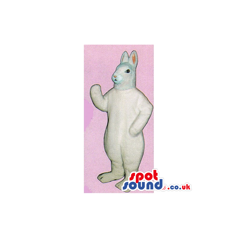 Customizable Plain All Grey Rabbit Mascot With Short Pink Ears