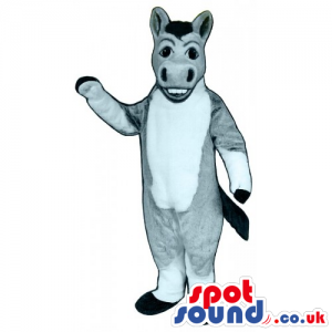 Customizable Grey Donkey Mascot With A White Belly Showing