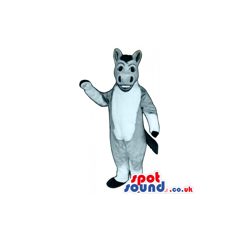 Customizable Grey Donkey Mascot With A White Belly Showing