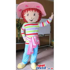 Strawberry Shortcake Girl Cartoon Character Mascot - Custom