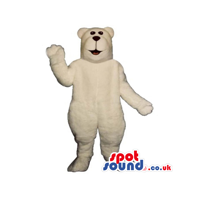 All White Plain Polar Bear Mascot With Squared Head - Custom