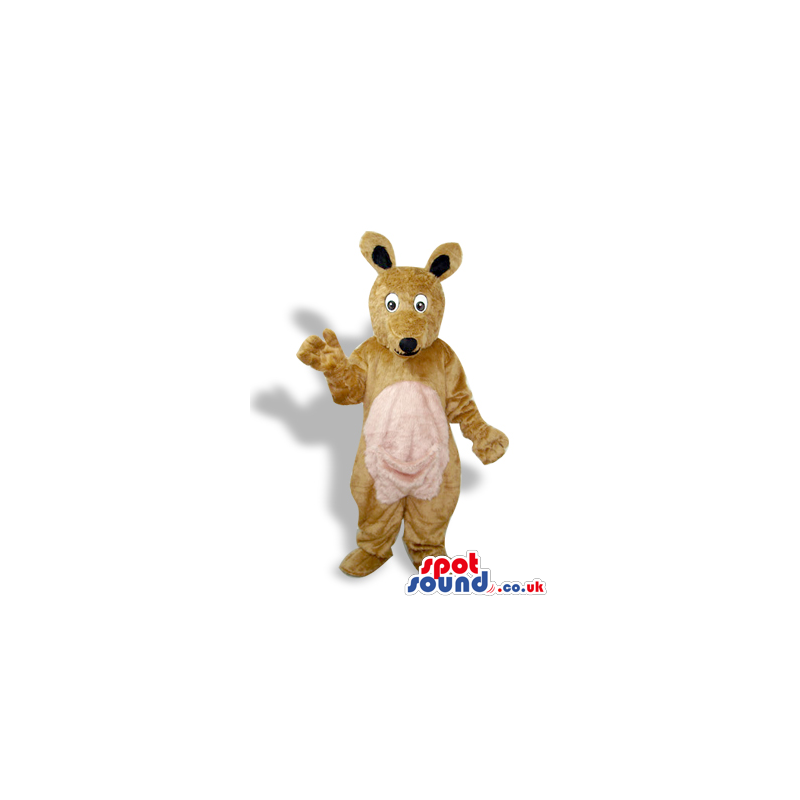 All Brown Kangaroo Plush Mascot With A Beige Pocket - Custom