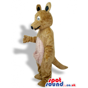 All Brown Kangaroo Plush Mascot With A Beige Pocket - Custom