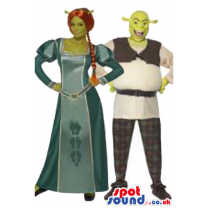 Buy Mascots Costumes in UK - Couple Costume Shrek And Fiona Character Adult  Size Costumes Sizes L (175-180CM)