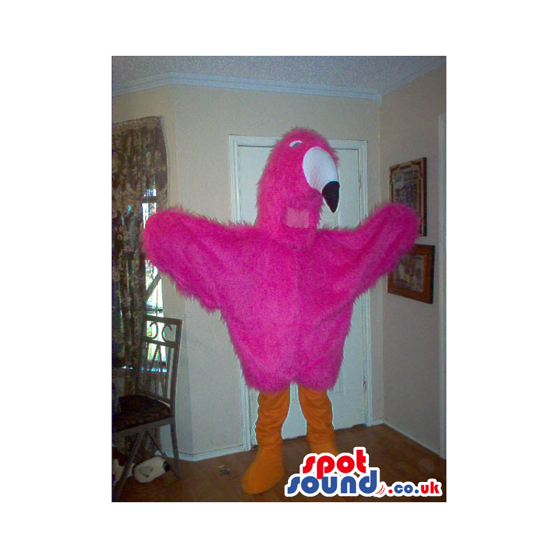 Fuchsia Exotic Flamingo Bird Plush Mascot With Black Beak -