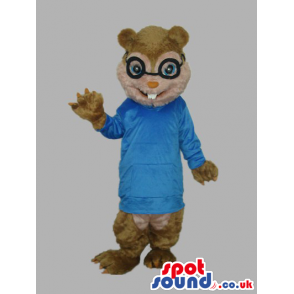 Brown Chipmunk Plush Mascot With Green Long T-Shirt - Custom