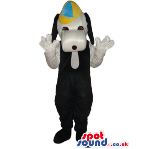 Cute Customizable White Dog Mascot Wearing A Yellow Cap -