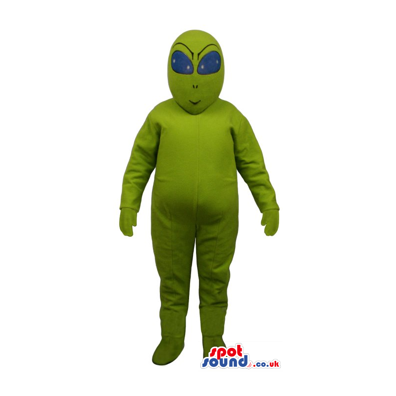 All Green Space Alien Plush Mascot With Round Eyes - Custom