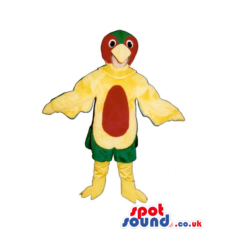 Cute Yellow Bird Plush Mascot With Red Belly And Head - Custom