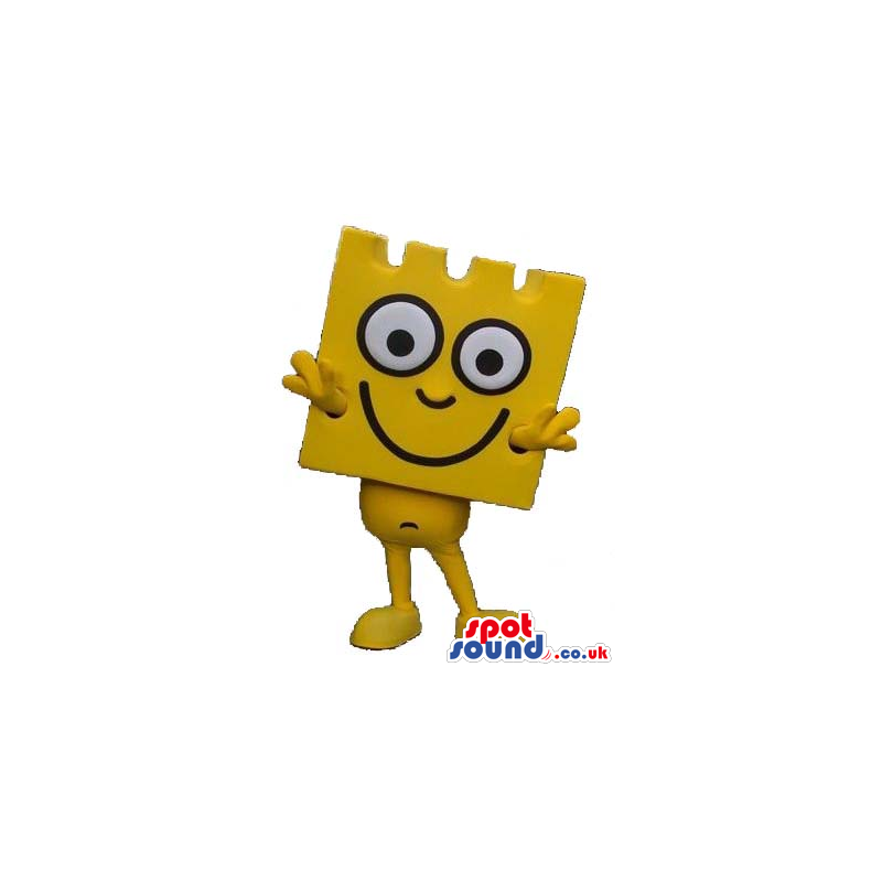 Funny Yellow Lego Piece Mascot With Big Round Eyes - Custom