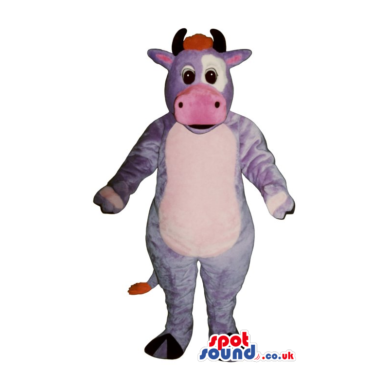 Fantasy Purple And Pink Cow Mascot With A White Belly - Custom