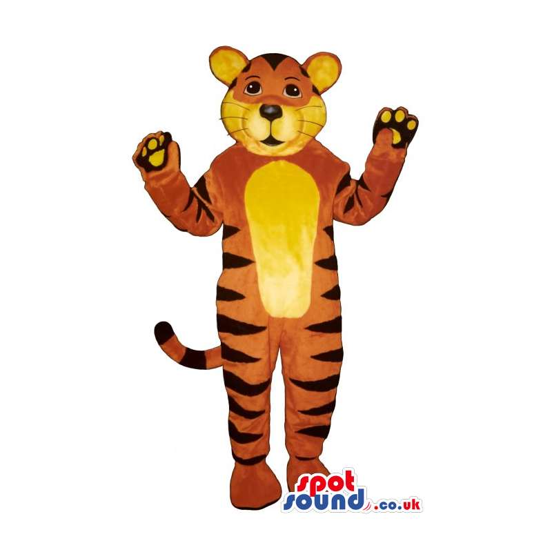 Customizable Tiger Plush Mascot With A Yellow Belly - Custom