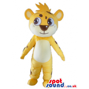 Yellow cheetah with big eyes, white belly and yellow hair -