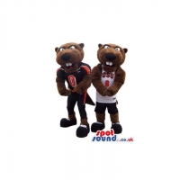 SPOTSOUND UK Mascot of the day : Two Customizable Dark Brown Beaver Mascots With Sports Clothes. Discover our #spotsound #uk #mascots and all other Sports mascoton our webiste : https://bit.ly/3sKy4o352. #mascot #costume #party #marketing #events #mascots https://www.spotsound.co.uk/sports-mascot/2592-two-customizable-dark-brown-beaver-mascots-with-sports-clothes.html