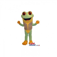 SPOTSOUND UK Mascot of the day : Green And Orange Frog Mascot Wearing A Vest With Red Eyes. Discover our #spotsound #uk #mascots and all other Mascots frogon our webiste : https://bit.ly/3sKy4o427. #mascot #costume #party #marketing #events #mascots https://www.spotsound.co.uk/mascots-frog/2668-green-and-orange-frog-mascot-wearing-a-vest-with-red-eyes.html