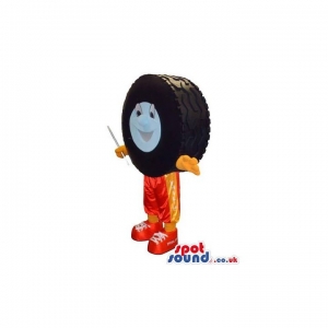 SPOTSOUND UK Mascot of the day : Big Car Wheel Tyre Mascot With A Face Wearing Orange Pants. Discover our #spotsound #uk #mascots and all other Mascots objecton our webiste : https://bit.ly/3sKy4o1507. #mascot #costume #party #marketing #events #mascots https://www.spotsound.co.uk/mascots-object/3873-big-car-wheel-tyre-mascot-with-a-face-wearing-orange-pants.html