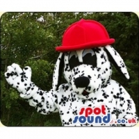 SPOTSOUND UK Mascot of the day : Black And White Dalmatian Dog Mascot Wearing A Red Helmet. Discover our #spotsound #uk #mascots and all other Dog mascotson our webiste : https://bit.ly/3sKy4o436. #mascot #costume #party #marketing #events #mascots https://www.spotsound.co.uk/dog-mascots/2679-black-and-white-dalmatian-dog-mascot-wearing-a-red-helmet.html